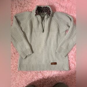 Peregrine Made in England 100% Wool Half Zip Sweater Men’s L Oatmeal Rib Knit